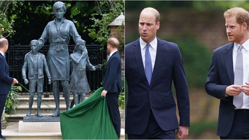 Lady Diana, William e Harry insieme all'inaugurazione della statua