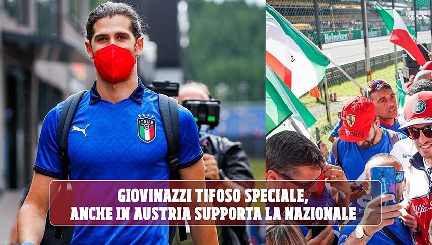 GP Austria, Antonio Giovinazzi nel paddock della Formula 1 con la maglietta dell’Italia