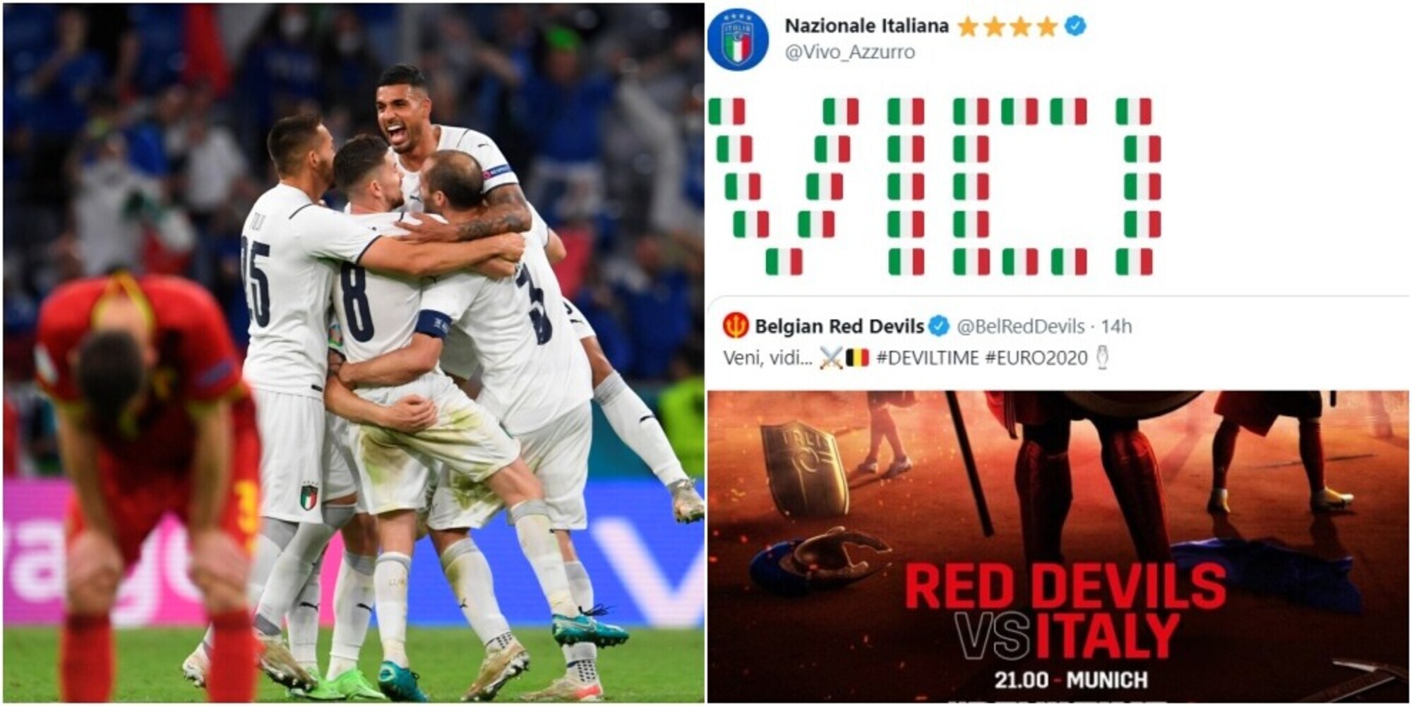 Euro 2020, l'Italia vince e risponde al Belgio sui social