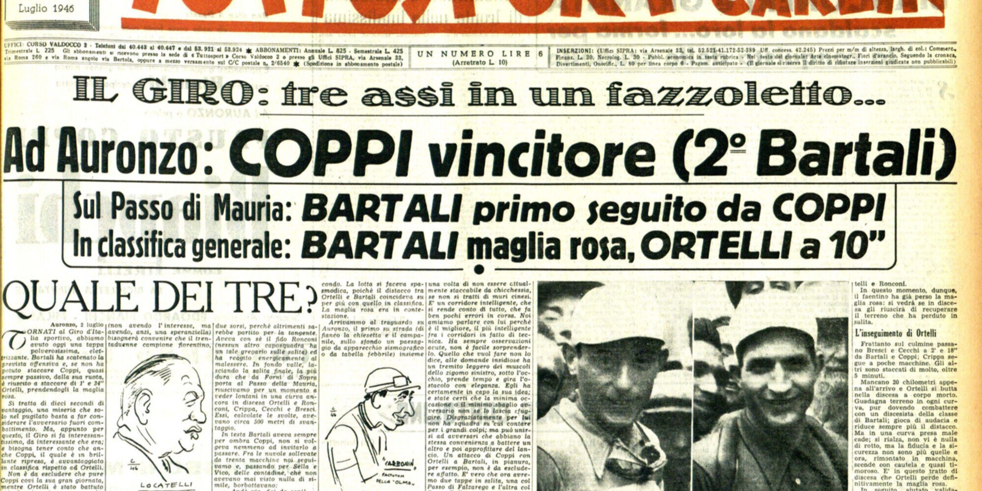 Bartali e Coppi finalmente in evidenza al Giro d'Italia