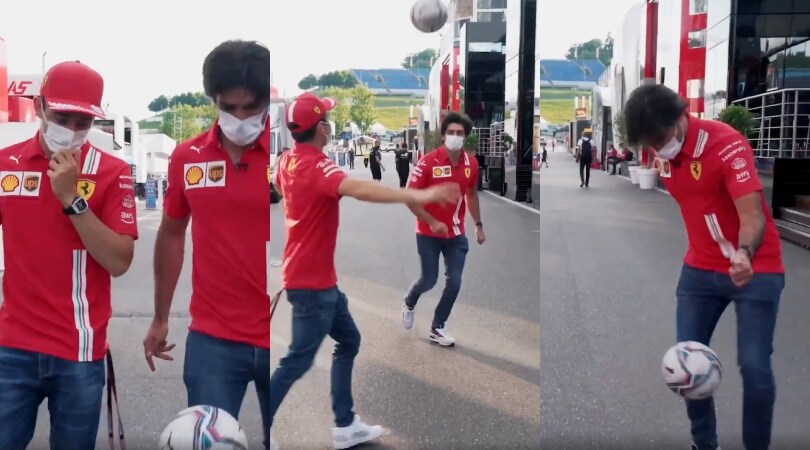 Sainz sfida Leclerc per incitare la Spagna a Euro 2020: che derby in Ferrari!