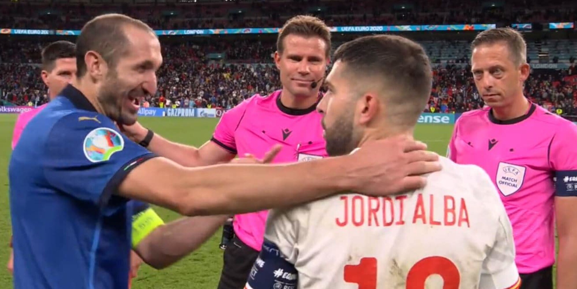 Italia-Spagna, cosa ha gridato Chiellini a Jordi Alba prima dei rigori