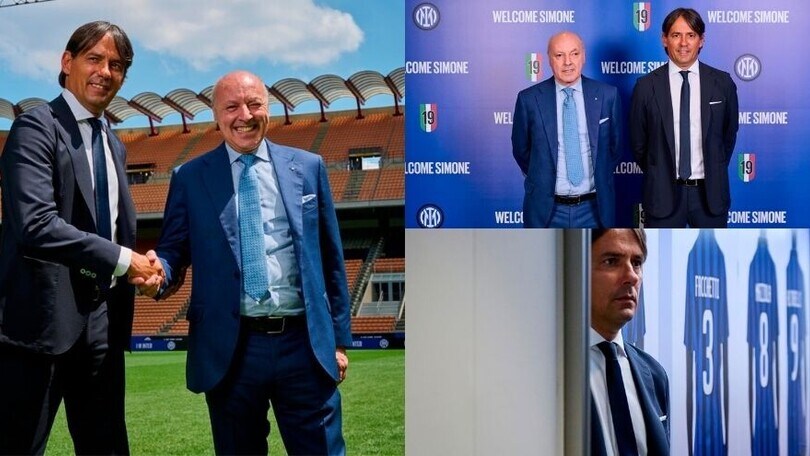 L'Inter presenta Inzaghi: sorrisi a San Siro con Marotta