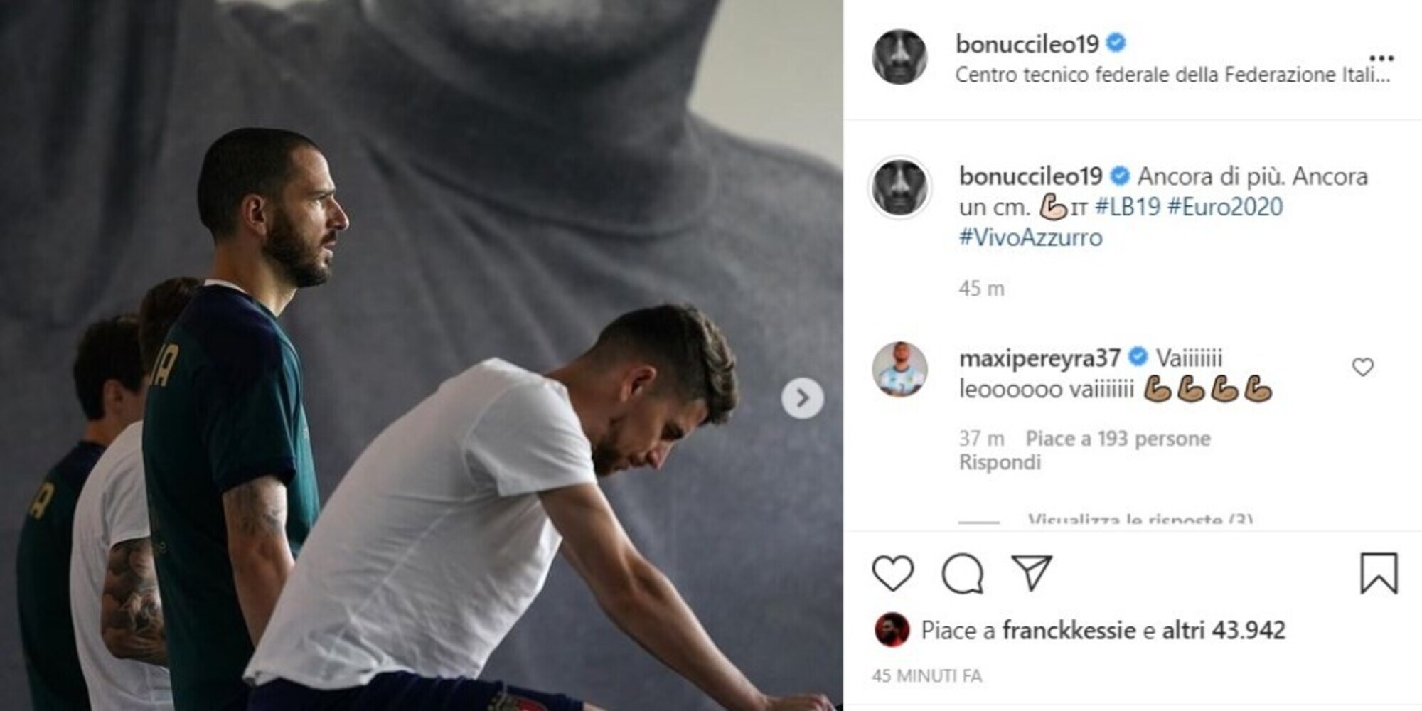 Italia, la carica di Bonucci per la finale: "Ancora un centimetro"