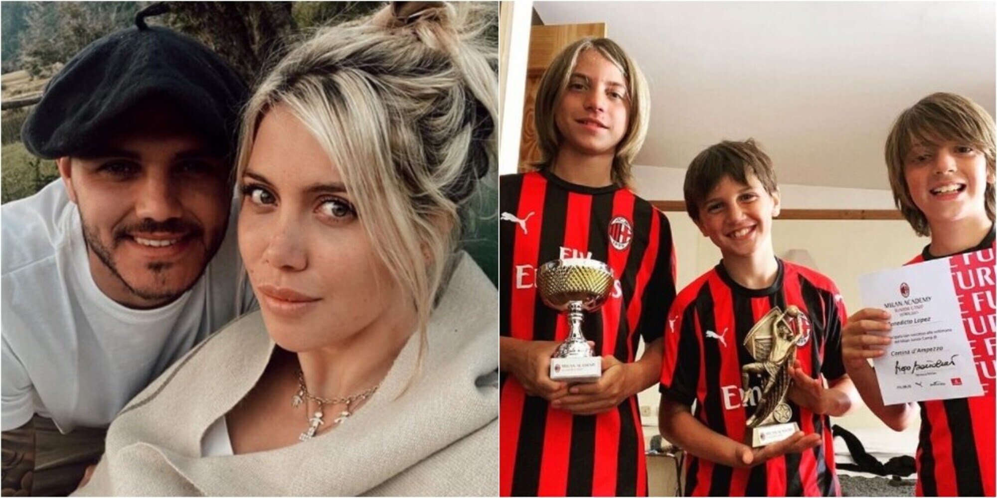 Icardi e Wanda, che smacco all'Inter: postano i figli con la maglia del Milan
