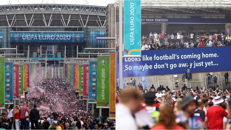 Wembley, sale l'attesa: tantissimi tifosi fuori dallo stadio