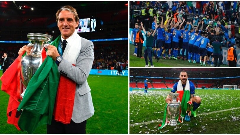 Trionfo Italia: la festa in campo di Mancini e degli azzurri