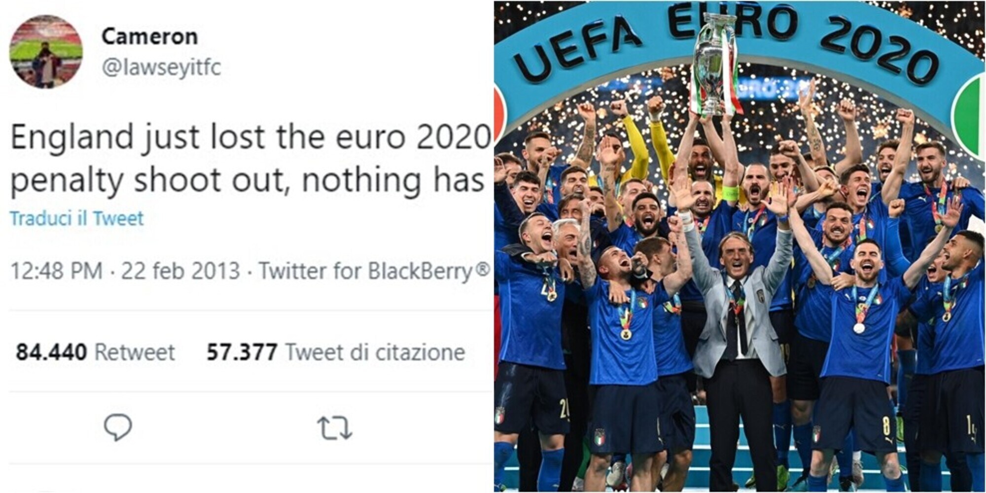 Sconfitta Inghilterra ai rigori: un utente su Twitter lo aveva predetto otto anni fa!