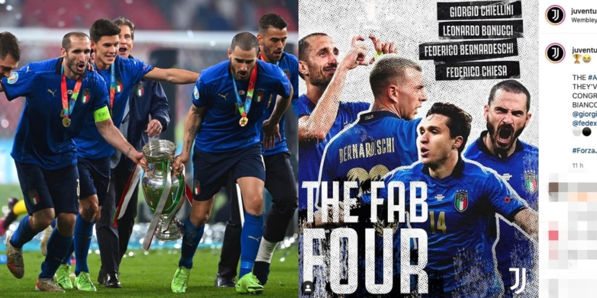 Italia Campione d'Europa: i complimenti della Juve e degli altri bianconeri