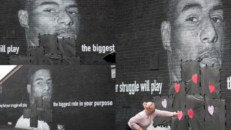 Manchester, coperti gli insulti razzisti sul murale di Rashford
