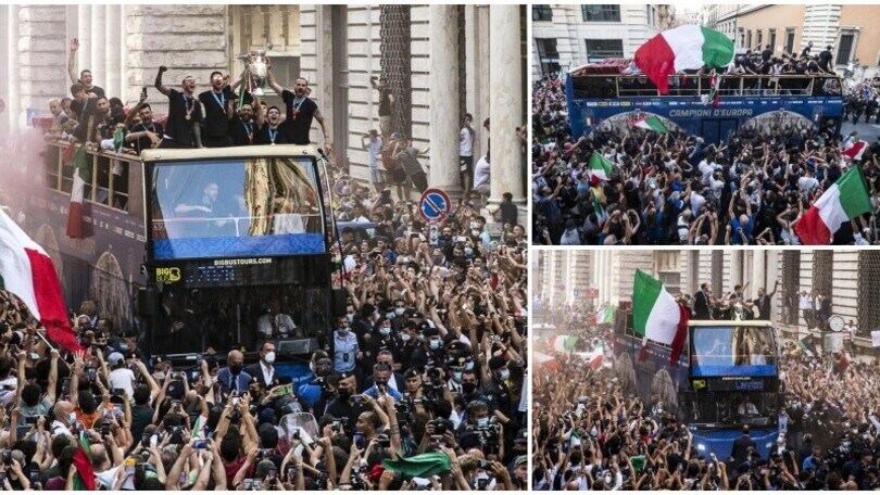 Festa Italia a Roma: giocatori in delirio tra i tifosi