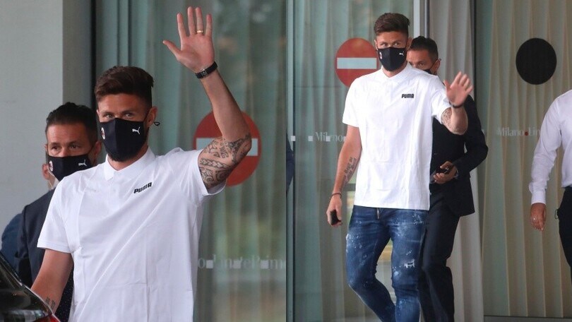 Giroud al Milan, ecco il suo arrivo all'aeroporto