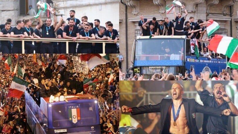 Il delirio del 2006, la favola del 2020: le feste sul bus dell'Italia