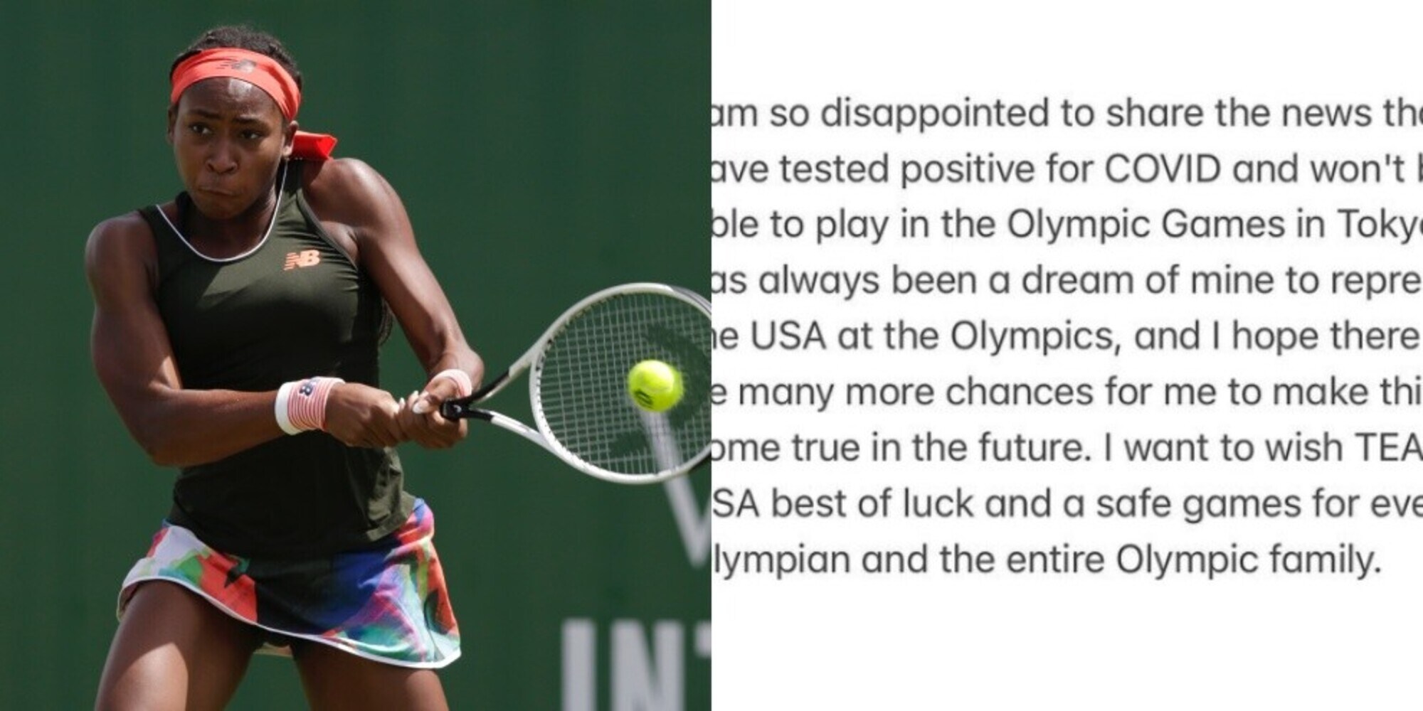 Cori Gauff positiva al Covid: "Non andrò alle Olimpiadi"