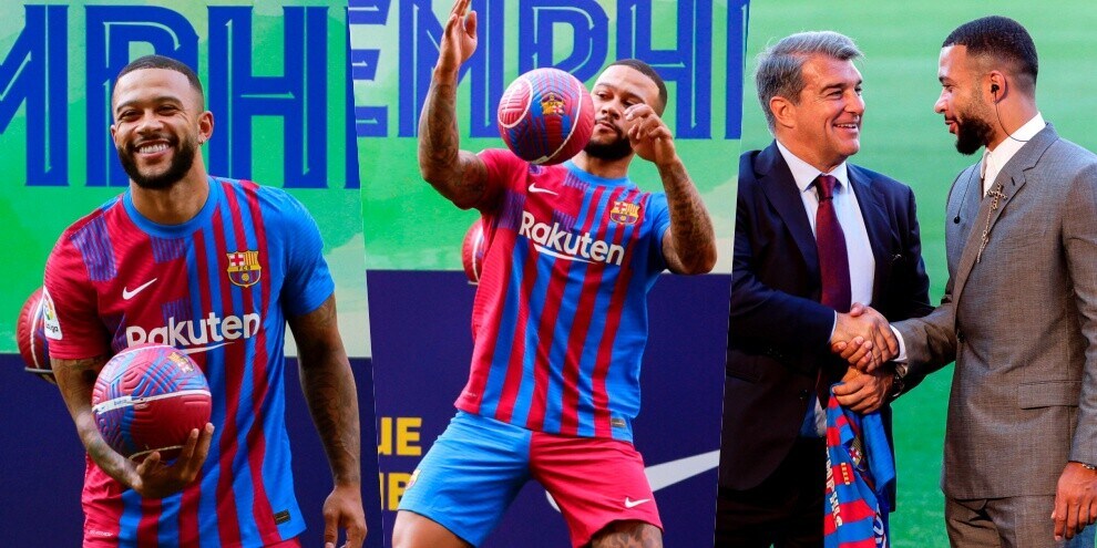 Depay fa il freestyle alla presentazione con il Barcellona