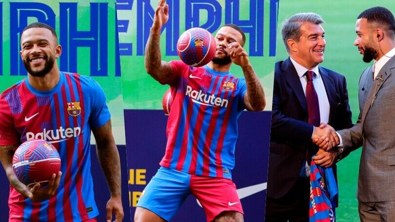 Depay fa il freestyle alla presentazione con il Barcellona