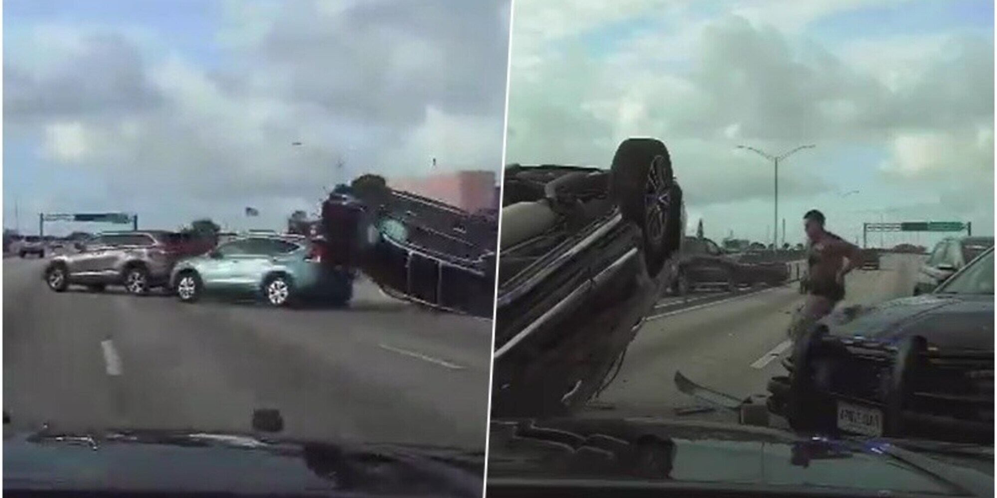 Inseguimento a tutto gas con l'auto rubata: adolescenti si capovolgono in autostrada VIDEO