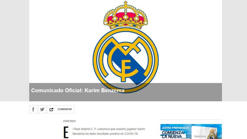Real Madrid, Karim Benzema positivo al Covid-19