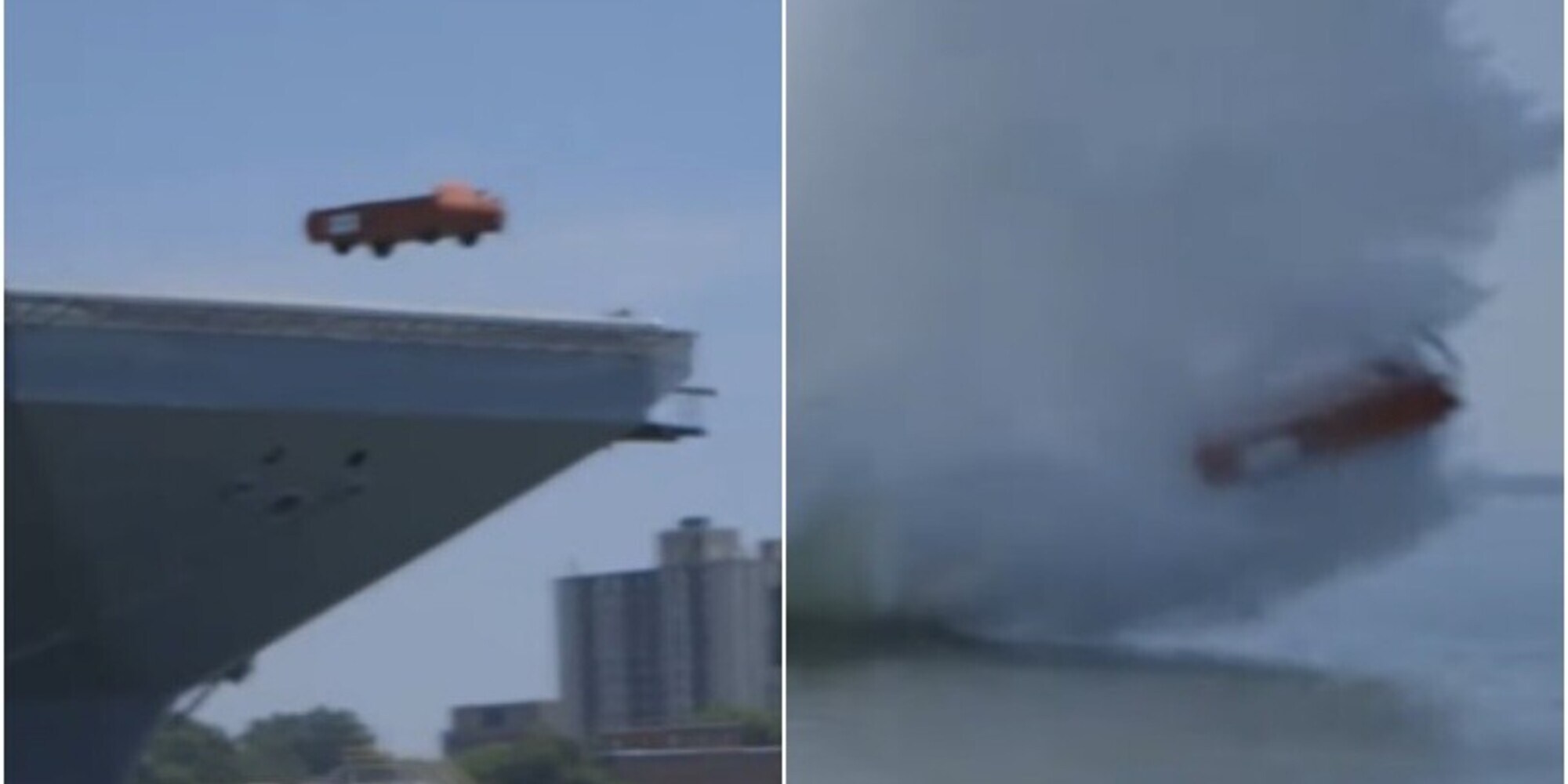 Camion "volante": il salto in mare da una portaerei è assurdo VIDEO