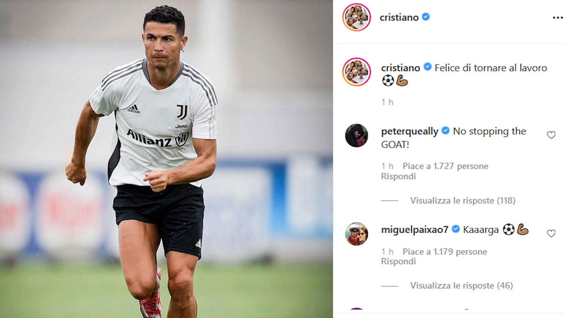 Juve, ecco CR7: "Felice di tornare al lavoro"