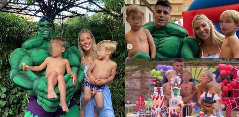 Morata diventa Hulk per il compleanno di Alessandro e Leonardo