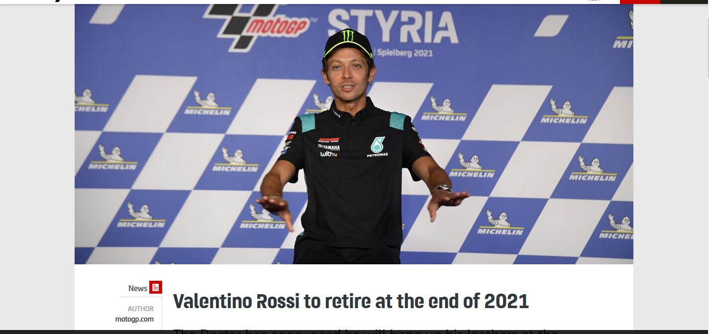 Ufficiale, Moto Gp: Valentino Rossi annuncia il ritiro