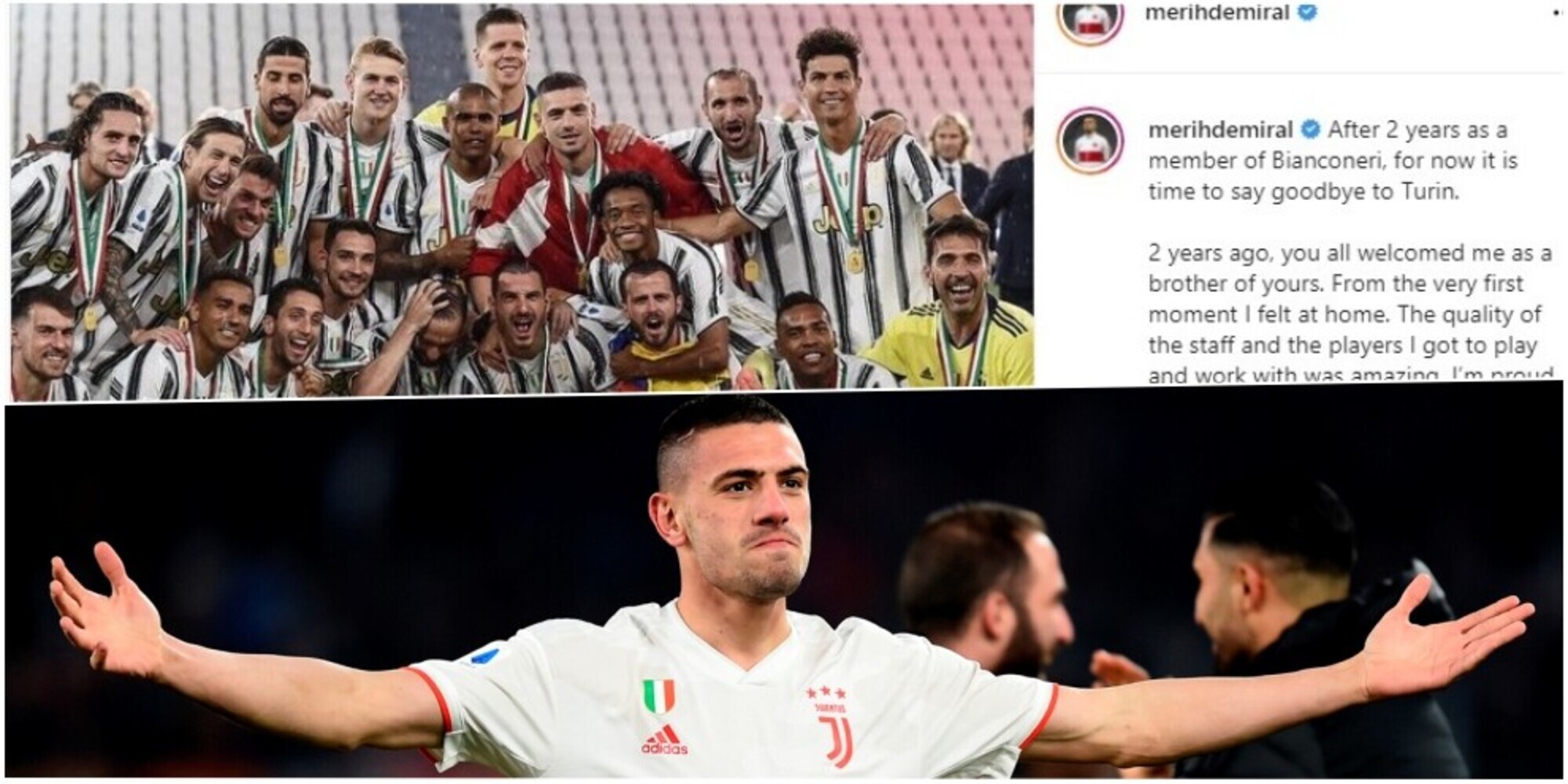 Juve, saluto commosso di Demiral: i compagni lo ringraziano