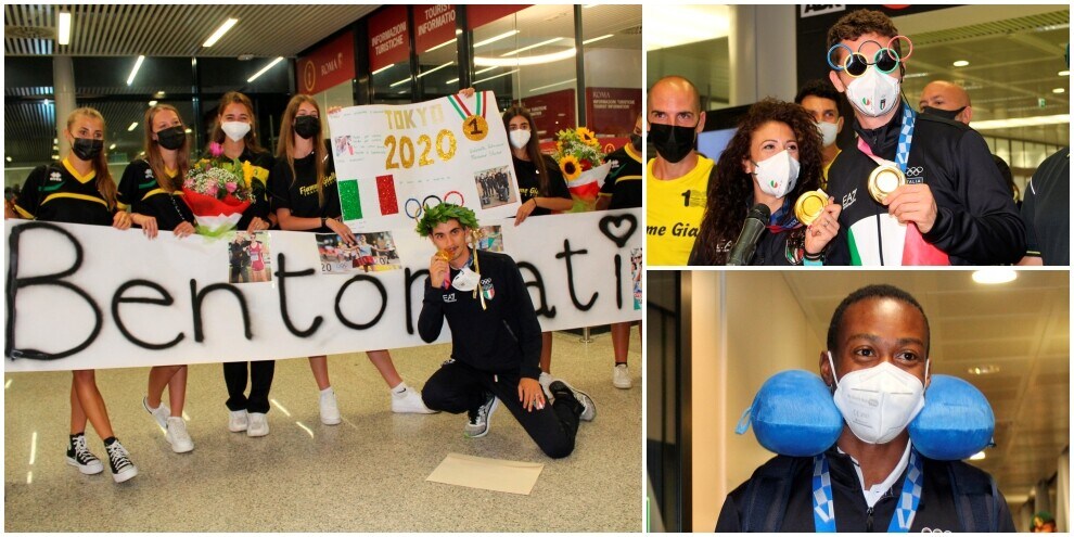 Gli ori olimpici tornano a casa: che accoglienza a Fiumicino