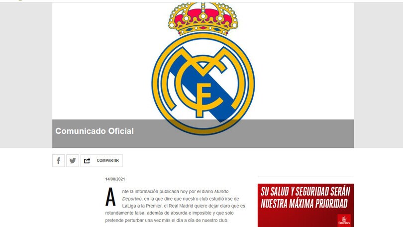Il Real voleva la Premier: la società smentisce