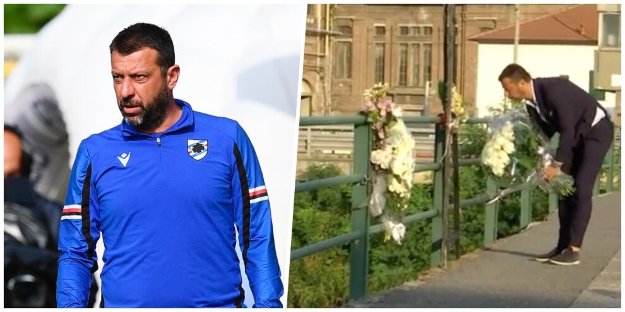 Sampdoria, D'Aversa ricorda le vittime del Ponte Morandi: deposte 43 rose