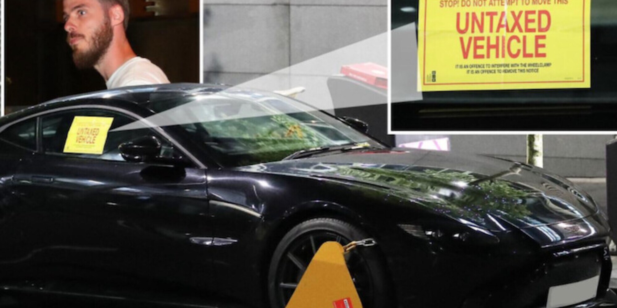 De Gea, che guaio il bollo: l'Aston Martin da 180mila euro finisce con le ganasce