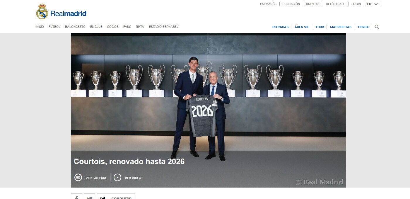 Ufficiale, Real Madrid: Courtois rinnova fino al 2026