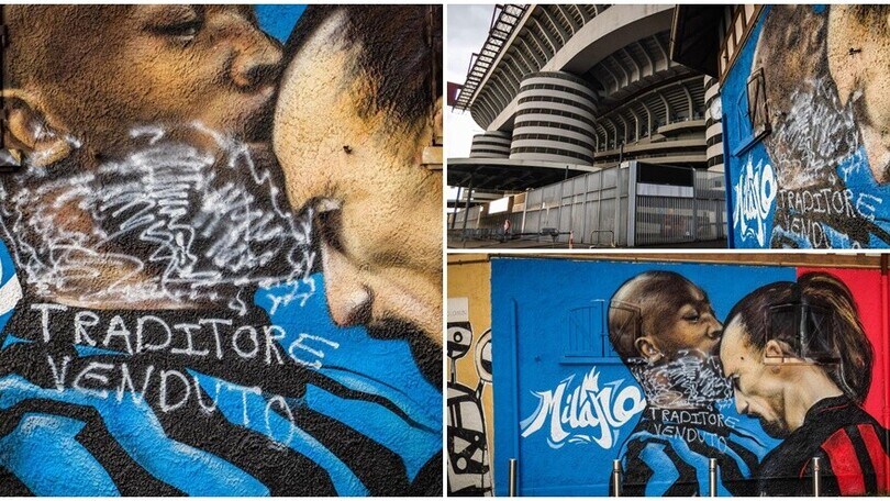 Inter, non c'è perdono per Lukaku: anche il murale con Ibra imbrattato dai tifosi
