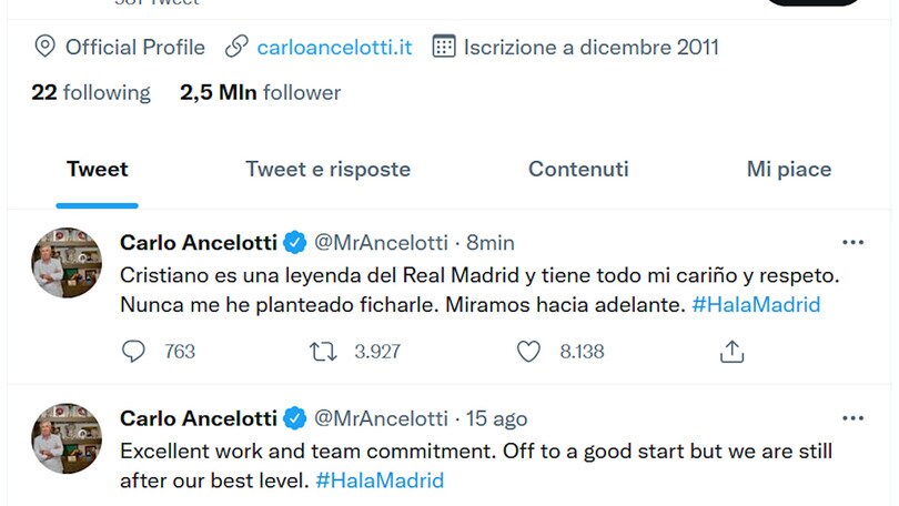 Ancelotti smentisce su CR7: "Mai pensato di riportarlo a Madrid"