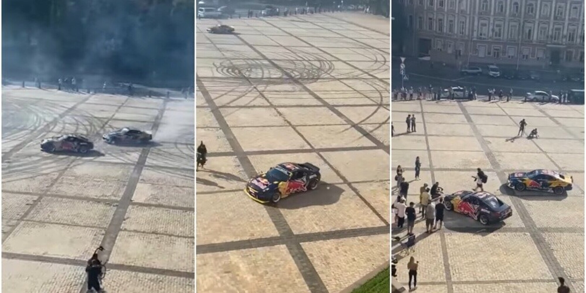 VIDEO Red Bull nei guai: drift auto non autorizzato sulla piazza patrimonio UNESCO