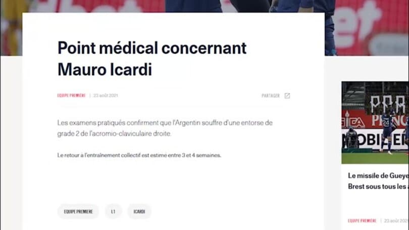 Psg, stop per Icardi: out 3-4 settimane
