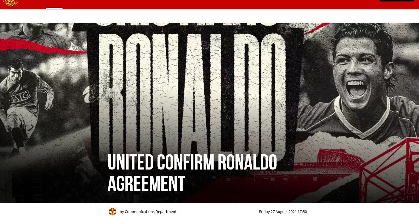 Ufficiale: Ronaldo va al Manchester United