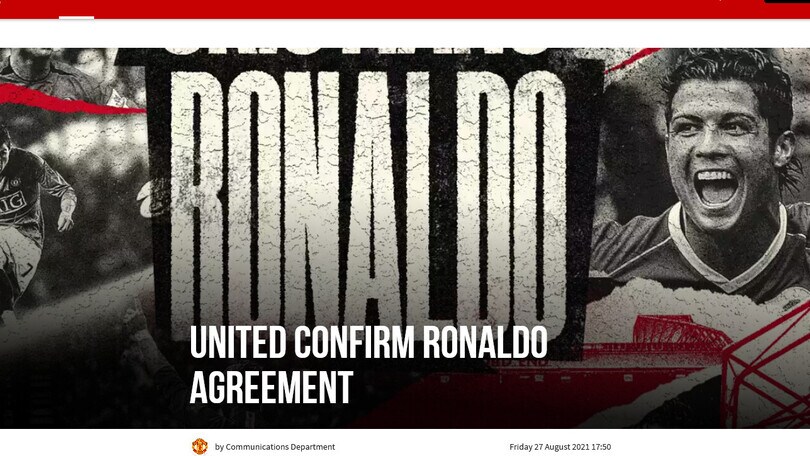 Ufficiale: Ronaldo va al Manchester United