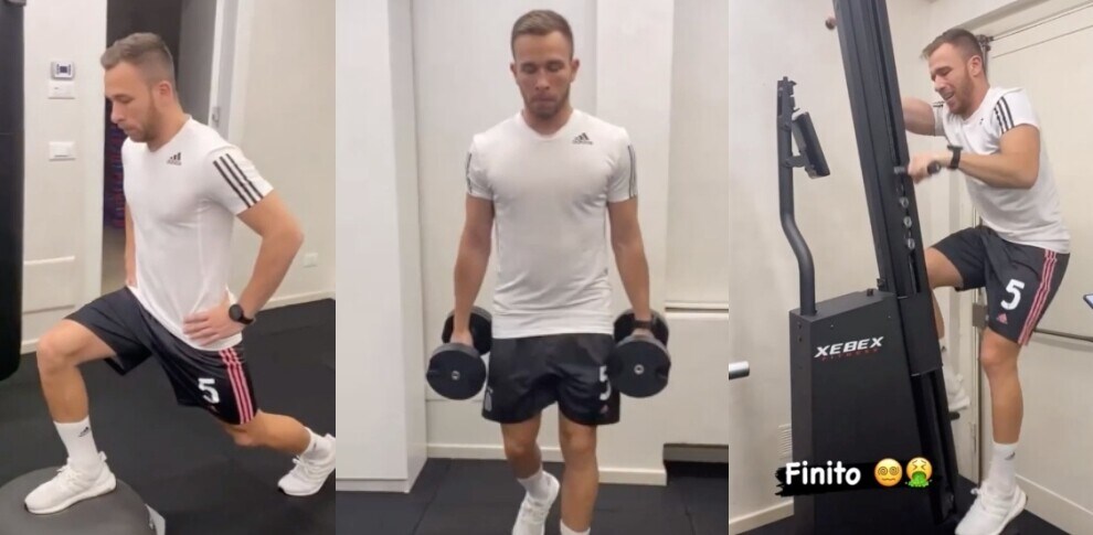Arthur si allena in palestra: si avvicina il rientro in campo