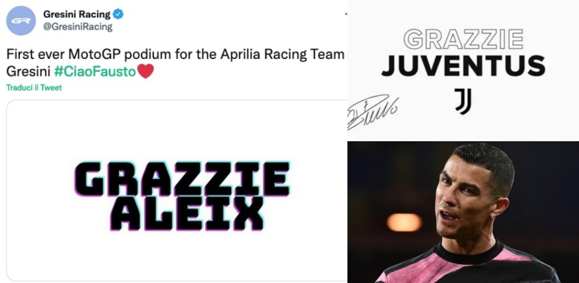 Ronaldo, il suo "grazzie" sbarca in MotoGp