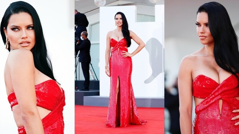 Adriana Lima total red: look mozzafiato alla prima del Festival del Cinema