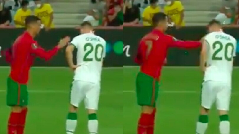 Portogallo, la manata di Ronaldo a O'Shea prima del rigore