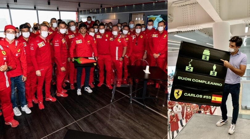 Tanti auguri Carlos Sainz: la festa a sorpresa in Ferrari è pazzesca VIDEO