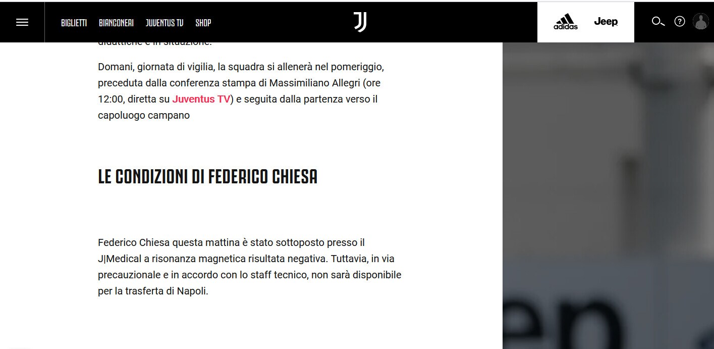 Juve, Chiesa salterà la super sfida contro il Napoli