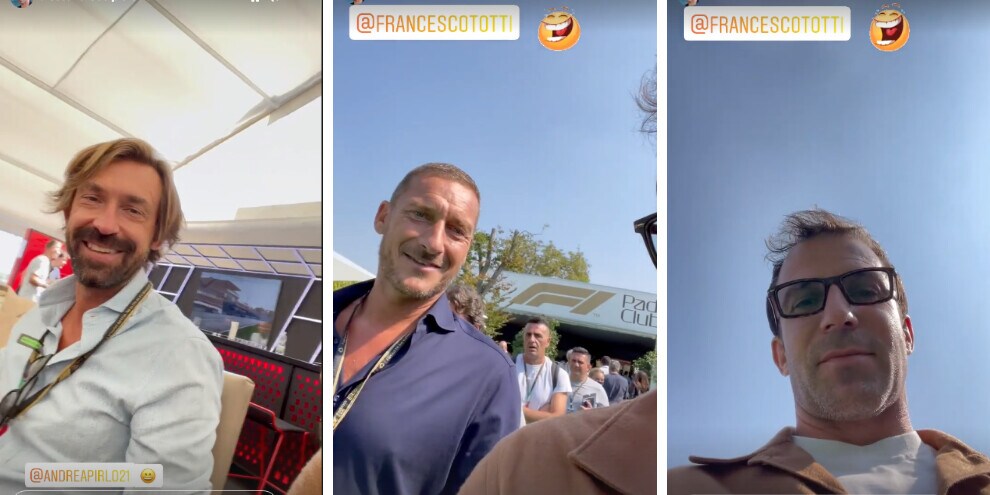 F1, A Monza Del Piero si diverte con Pirlo e Totti!