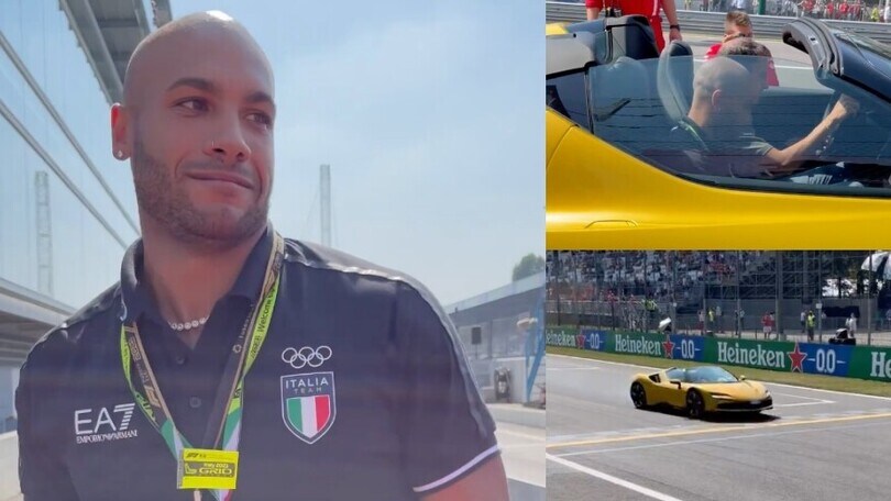 Marcell Jacobs va come un fulmine sulla Ferrari SF90
