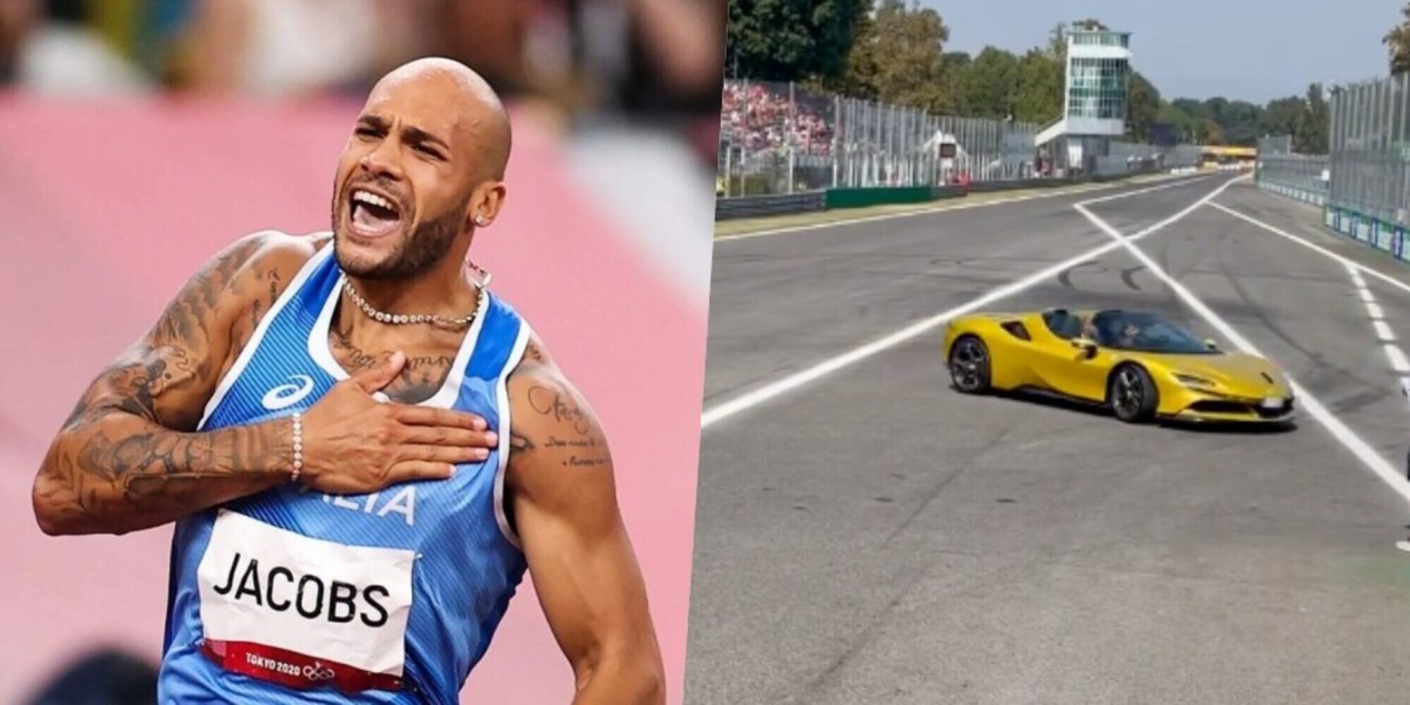 Marcell Jacobs che giro da paura in Ferrari al GP di Monza!