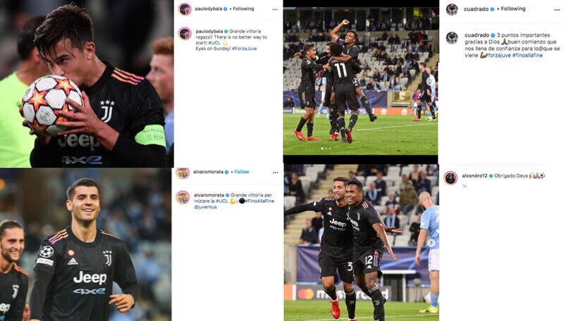 Juve, i giocatori festeggiano sui social: "Grande vittoria"