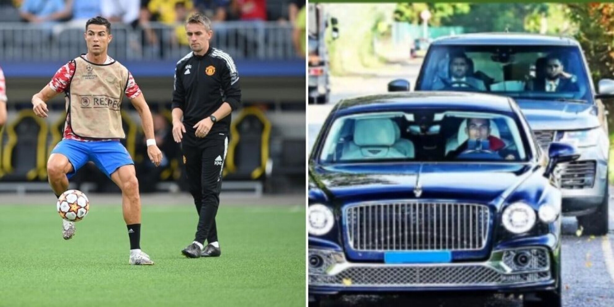 Cristiano Ronaldo sfreccia in Bentley per andare all’allenamento