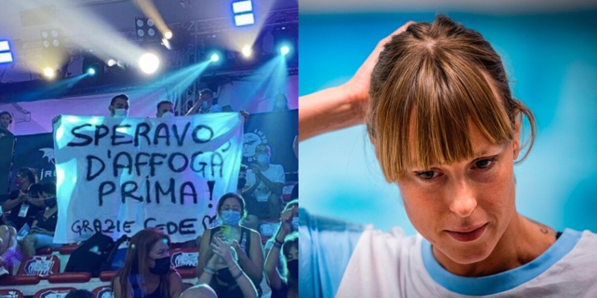 "Speravo d'affogà prima": striscione alla Totti per la Pellegrini
